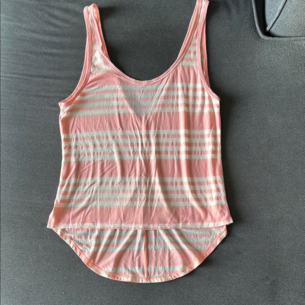 Ladies Lululemon Striped Pink and White Tank Top